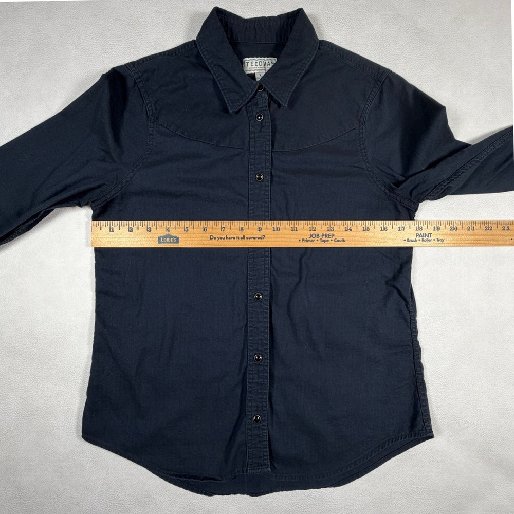 Tecovas Womens Small Black Herringbone Western Pearl Snap Long Sleeve‎ Shirt - Picture 7 of 10